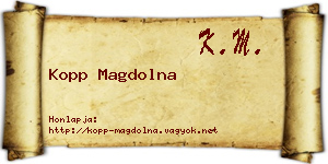Kopp Magdolna névjegykártya